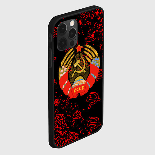 Чехол iPhone 12 Pro СССР паттерн стиль / 3D-Черный – фото 2