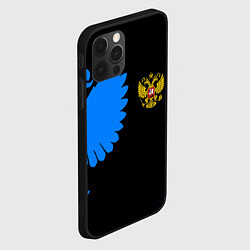 Чехол для iPhone 12 Pro Герб РФ синий, цвет: 3D-черный — фото 2