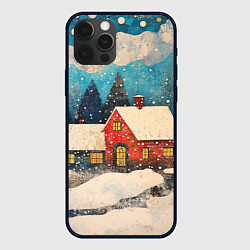 Чехол для iPhone 12 Pro Два зимних домика, цвет: 3D-черный