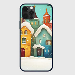 Чехол для iPhone 12 Pro Веселые разноцветные зимние домики, цвет: 3D-черный