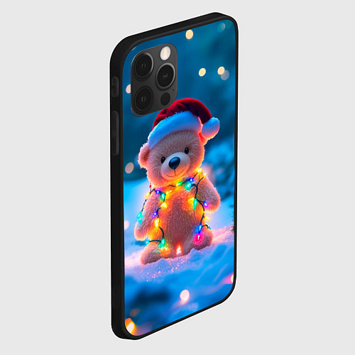 Чехол iPhone 12 Pro Мишка в гирлянде / 3D-Черный – фото 2