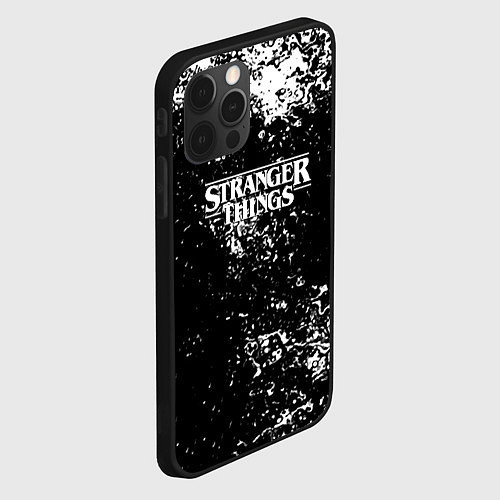 Чехол iPhone 12 Pro Stranger things брызги красок / 3D-Черный – фото 2