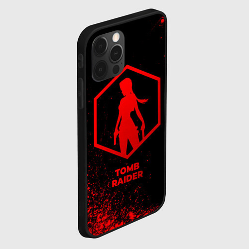 Чехол iPhone 12 Pro Tomb Raider - red gradient / 3D-Черный – фото 2