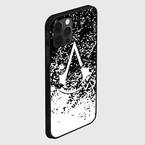 Чехол iPhone 12 Pro Assassins Creed лого краски / 3D-Черный – фото 2