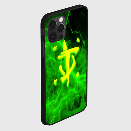 Чехол iPhone 12 Pro Doom storm green / 3D-Черный – фото 2