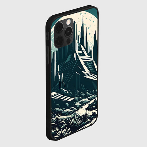 Чехол iPhone 12 Pro Фантастика город / 3D-Черный – фото 2