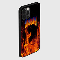 Чехол для iPhone 12 Pro Doom fire steel logo, цвет: 3D-черный — фото 2