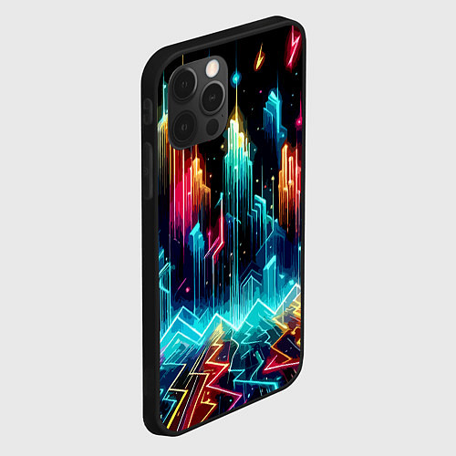 Чехол iPhone 12 Pro Neon fantastic metropolis - vaporwave / 3D-Черный – фото 2