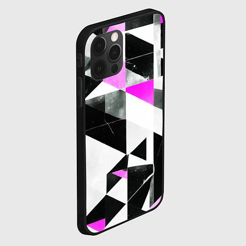 Чехол iPhone 12 Pro Black and pink abstraction on a white background / 3D-Черный – фото 2