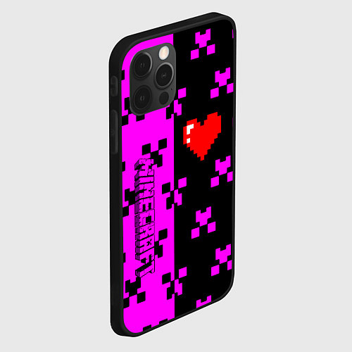 Чехол iPhone 12 Pro Minecraft love game / 3D-Черный – фото 2