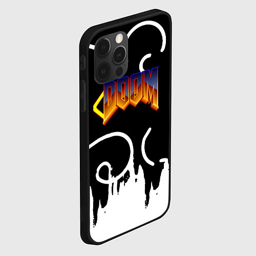 Чехол iPhone 12 Pro Doom game pattern / 3D-Черный – фото 2