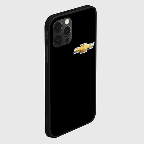 Чехол iPhone 12 Pro Chevrolet logo / 3D-Черный – фото 2