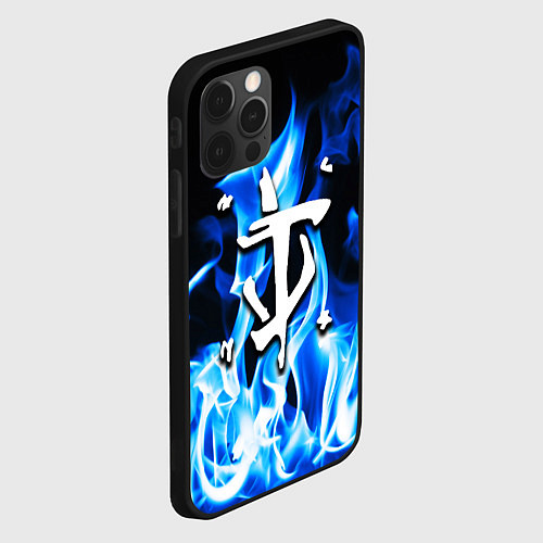 Чехол iPhone 12 Pro Doom fire logo steel / 3D-Черный – фото 2