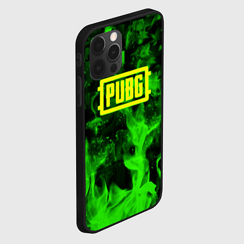 Чехол iPhone 12 Pro PUBG green fire game / 3D-Черный – фото 2