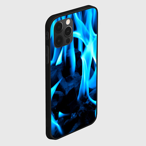 Чехол iPhone 12 Pro Синий огонь текстура / 3D-Черный – фото 2