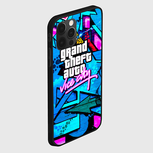 Чехол iPhone 12 Pro GTA vice city steel grafity / 3D-Черный – фото 2