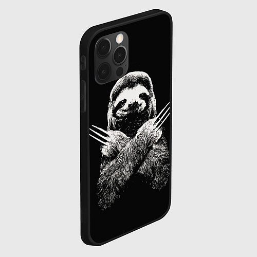 Чехол iPhone 12 Pro Ленивец росомаха / 3D-Черный – фото 2