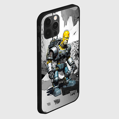 Чехол iPhone 12 Pro Homer Simpson cool cyborg - ai art fantasy / 3D-Черный – фото 2