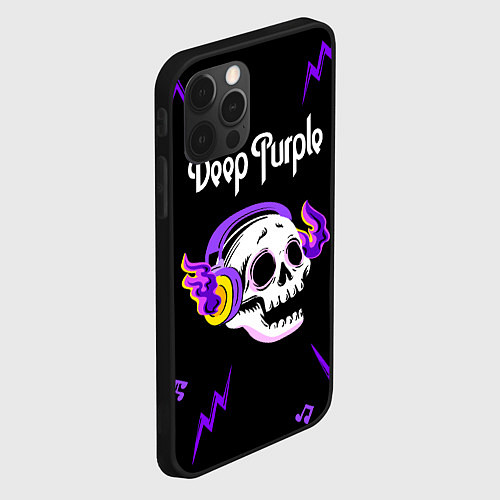 Чехол iPhone 12 Pro Deep Purple неоновый череп / 3D-Черный – фото 2