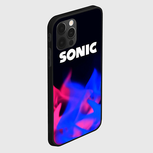 Чехол iPhone 12 Pro Sonic neon flame / 3D-Черный – фото 2