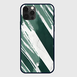 Чехол для iPhone 12 Pro Косая зеленая полоска, цвет: 3D-черный
