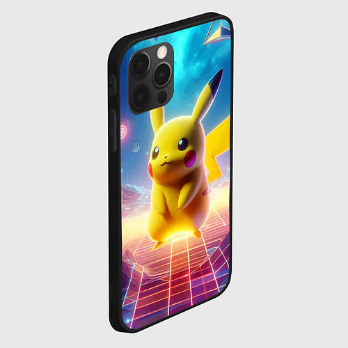 Чехол iPhone 12 Pro Funny Pikachu - vaporwave / 3D-Черный – фото 2