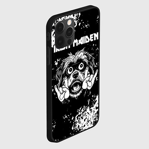 Чехол iPhone 12 Pro Iron Maiden рок пес / 3D-Черный – фото 2