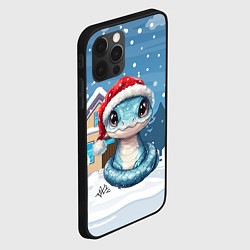 Чехол для iPhone 12 Pro Новогодняя голубая змейка символ 2025, цвет: 3D-черный — фото 2