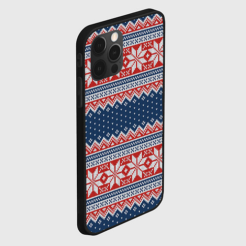 Чехол iPhone 12 Pro Knitted Pattern / 3D-Черный – фото 2