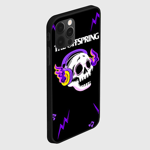 Чехол iPhone 12 Pro The Offspring неоновый череп / 3D-Черный – фото 2