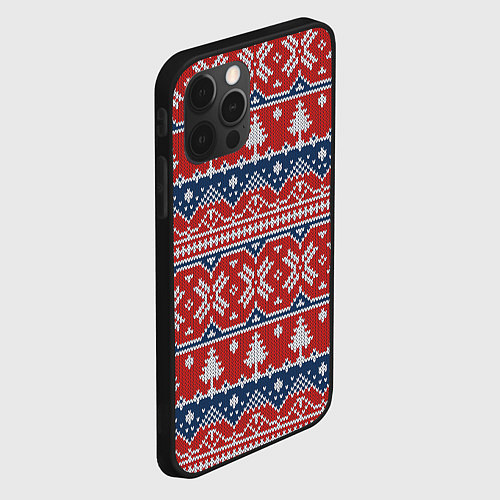 Чехол iPhone 12 Pro New year pattern / 3D-Черный – фото 2