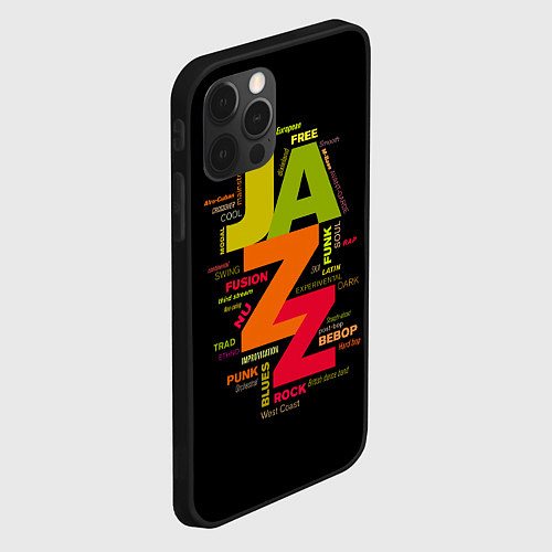 Чехол iPhone 12 Pro Джазовые стили и жанры / 3D-Черный – фото 2