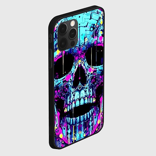 Чехол iPhone 12 Pro Cool skull sketch - blots / 3D-Черный – фото 2