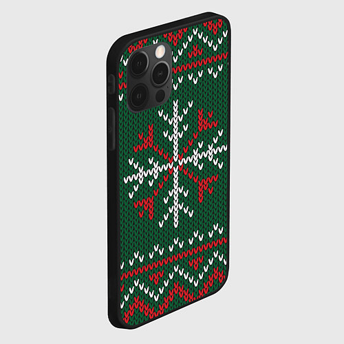 Чехол iPhone 12 Pro Knitted Snowflake Pattern / 3D-Черный – фото 2