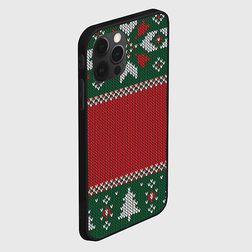 Чехол iPhone 12 Pro Knitted Christmas Pattern / 3D-Черный – фото 2