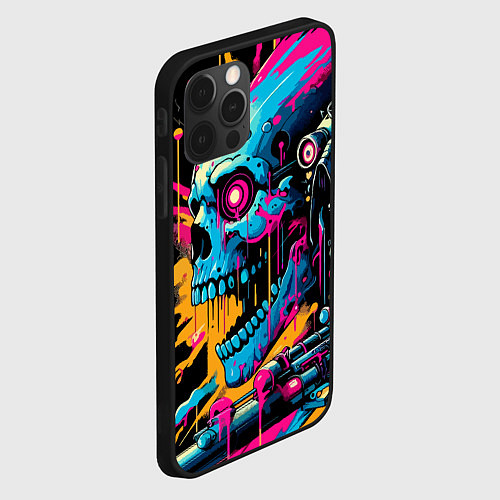 Чехол iPhone 12 Pro Cool cyber skull - ai art / 3D-Черный – фото 2