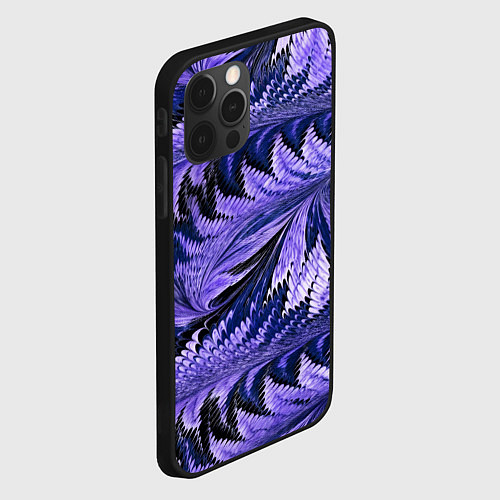 Чехол iPhone 12 Pro Абстрактные перья - жидкость / 3D-Черный – фото 2