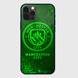 Чехол для iPhone 12 Pro Manchester City - green gradient, цвет: 3D-черный