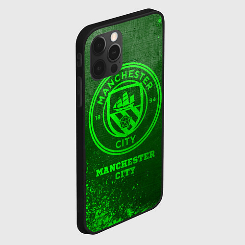 Чехол iPhone 12 Pro Manchester City - green gradient / 3D-Черный – фото 2