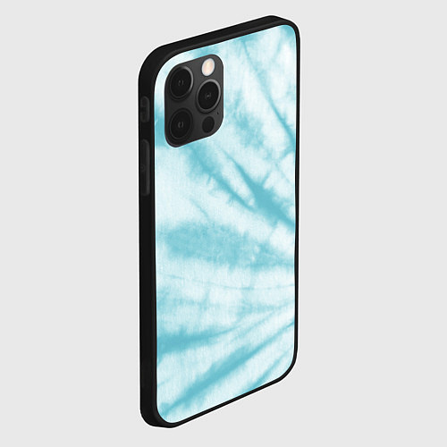 Чехол iPhone 12 Pro Голубой тай дай / 3D-Черный – фото 2