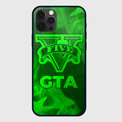 Чехол для iPhone 12 Pro GTA - green gradient, цвет: 3D-черный