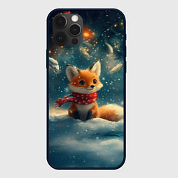 Чехол для iPhone 12 Pro Лисичка в новогоднем лесу, цвет: 3D-черный