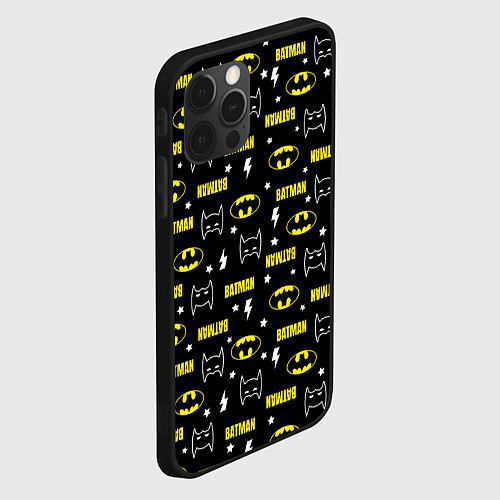 Чехол iPhone 12 Pro Бэтмен узор / 3D-Черный – фото 2