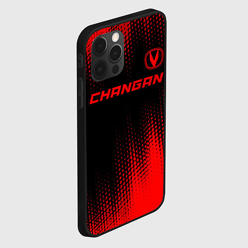 Чехол iPhone 12 Pro Changan - red gradient посередине / 3D-Черный – фото 2