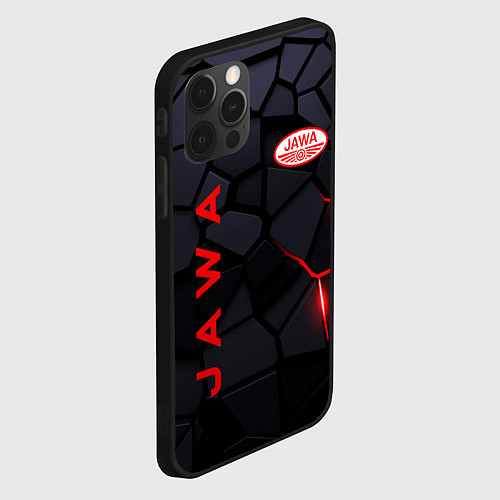 Чехол iPhone 12 Pro Jawa - плиты с эффектом свечения / 3D-Черный – фото 2