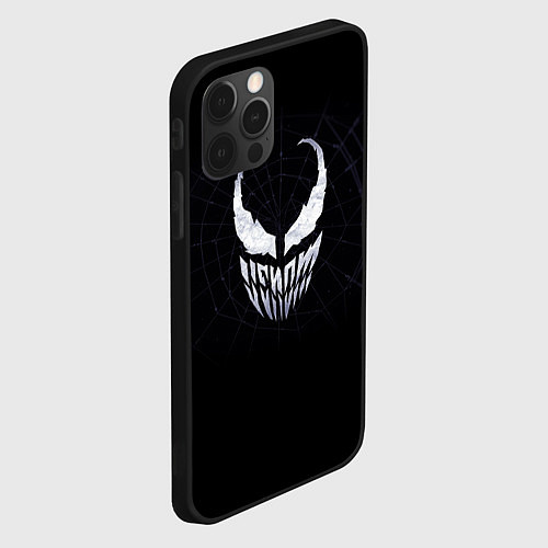 Чехол iPhone 12 Pro Venom face - logo / 3D-Черный – фото 2