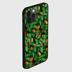 Чехол для iPhone 12 Pro Ёлка зелёная с шишками, цвет: 3D-черный — фото 2