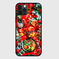 Чехол для iPhone 12 Pro Новогодний праздничный стол, цвет: 3D-черный