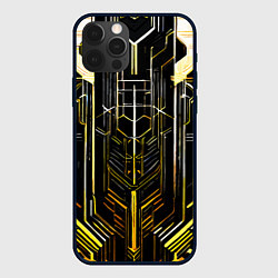 Чехол для iPhone 12 Pro Gold lines on a black background, цвет: 3D-черный