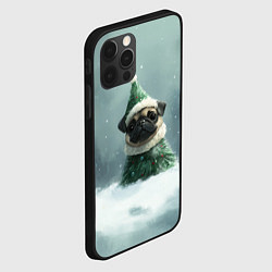Чехол для iPhone 12 Pro Маленький новогодний мопс, цвет: 3D-черный — фото 2